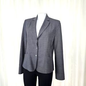 Elie Tahari snap button two-tone gray wool blazer size 8
